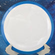 Load image into Gallery viewer, Top-down view of a brand-new blank white Axiom Defy distance driver disc golf disc in Neutron plastic with a blue GYRO overmold rim.
