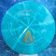 Load image into Gallery viewer, Blue Swirl Tournament Plastic Westside Discs Seer Rill Stamp - 174g - Orange Holographic Stamp.
