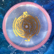 Load image into Gallery viewer, Top-down angled view of a collection of DGA Rift midrange disc golf discs in SP Line Sparkle plastic featuring Black Hole special edition stamps.
