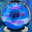 Load image into Gallery viewer, Top-down view of a black and blue Horizon S-Line Discmania MD4 midrange disc golf disc featuring a blue and pink foil Kyle Klein Signature Series stamp.
