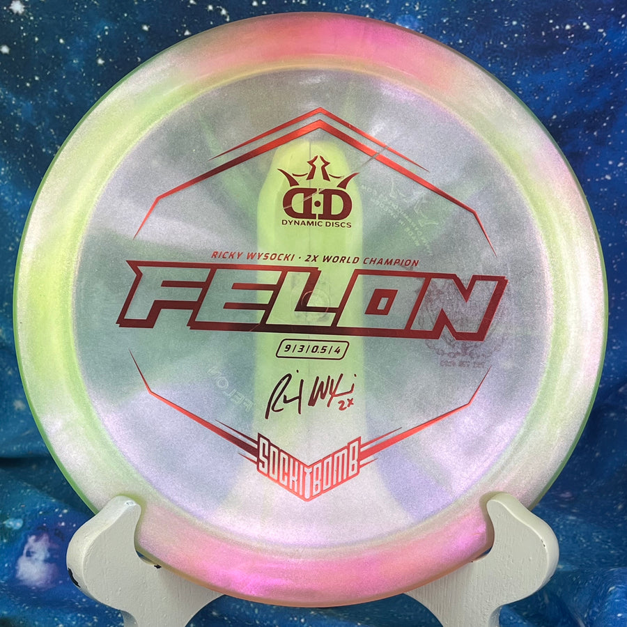 Pre-Owned - Dynamic Discs - Felon (DyeMax, Moonshine, Lucid-X Glimmer, Ricky 2x Raptor Eye Fuzion Orbit)