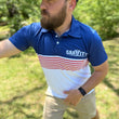 Load image into Gallery viewer, Gravity Performance Polo - USA Red/White/Blue - Gravity Logo
