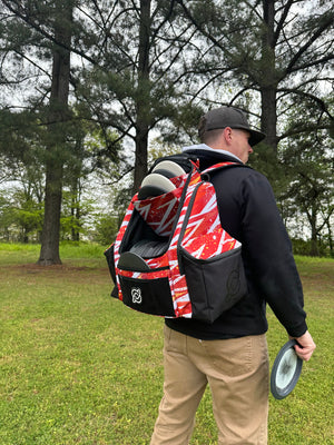 Icon Disc Golf Bag - Crimson Red - Holds 30+ Disc