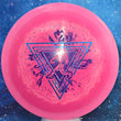 Load image into Gallery viewer, Top-down view of a pre-owned pink and white swirl Discraft Anax hybrid fairway driver disc golf disc featuring a custom Gravity stamp in ESP Swirl plastic scaled at 175g in 8.5 out of 10 uninked condition.
