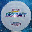 Load image into Gallery viewer, Top-down view of a pre-owned lavender and blue swirl Discraft Captain's Raptor very overstable fairway driver disc golf disc in Paul Ulibarri ESP Swirl plastic scaled at 171g in 8 out of 10 uninked condition.
