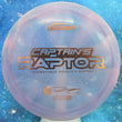 Load image into Gallery viewer, Top-down view of a pre-owned pink and lavender swirl Discraft Captain's Raptor very overstable fairway driver disc golf disc in Paul Ulibarri Z Swirl plastic scaled at 174g in 8 out of 10 uninked condition.
