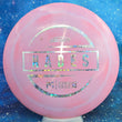 Load image into Gallery viewer, Top-down view of a pre-owned pink and blue swirl Discraft Hades high-glide understable distance driver disc golf disc in Z Swirl plastic scaled at 174g in 8 out of 10 inked condition.
