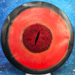 Load image into Gallery viewer, Top-down view of a pre-owned black and red Dynamic Discs Felon Ricky Wysocki Raptor Eye edition fairway driver disc golf disc in Fuzion Orbit plastic scaled at 176g in brand new 10 out of 10 uninked condition.
