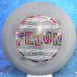 Load image into Gallery viewer, Top-down view of a pre-owned grey and black Dynamic Discs Felon Special Edition featuring a jelly bean foil stamp in Prime plastic scaled at 173g in brand new 10 out of 10 uninked condition.
