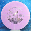Load image into Gallery viewer, Top-down view of a pre-owned pink and purple swirl Westside Harp approach disc golf disc in BT Soft Burst plastic.
