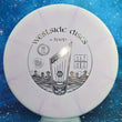 Load image into Gallery viewer, Top-down view of a pre-owned pink and white swirl Westside Harp approach disc golf disc in BT Soft Burst plastic.
