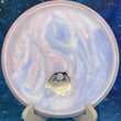 Load image into Gallery viewer, Top-down view of a pre-owned red, white, and blue dyed Westside Harp overstable approach disc golf disc in BT plastic.
