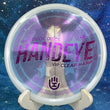 Load image into Gallery viewer, Top-down view of a pre-owned clear white Handeye Supply Co stamp Westside Harp approach disc golf disc in VIP Clear plastic scaled at 173g in brand new 10 out of 10 uninked condition.
