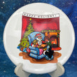 Load image into Gallery viewer, Top-down view of a pre-owned white Westside Harp approach disc golf disc featuring an alternate foil Trilogy Santa stamp.
