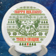 Load image into Gallery viewer, Top-down view of a pre-owned white Westside Harp approach disc golf disc in Tournament plastic with a Trilogy Santa stamp.

