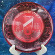 Load image into Gallery viewer, Top-down view of a pre-owned red and black dyed Westside Harp approach disc golf disc in VIP Glimmer plastic scaled at 174g in brand new 10 out of 10 uninked condition.
