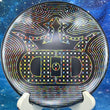 Load image into Gallery viewer, Top-down view of a pre-owned black Westside Harp approach disc golf disc featuring a colorful Wonder Bread style dye.
