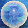 Load image into Gallery viewer, Top-down view of a pre-owned green swirl Axiom Discs Rhythm fairway driver disc golf disc with a white GYRO rim in Neutron plastic featuring a custom Gravity stamp scaled at 175g in 9 out of 10 uninked condition.
