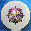 Load image into Gallery viewer, Top-down view of a pre-owned white Discraft Raptor fairway driver disc golf disc featuring a custom stamp in Z Glow plastic scaled at 174g in 9.5 out of 10 uninked flat condition.
