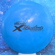 Load image into Gallery viewer, Top-down view of a pre-owned blue Discraft Stratus pre-flight numbers run in Elite-X plastic scaled at 169g in 8 out of 10 condition with heavy ink on back.
