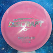 Load image into Gallery viewer, Top-down view of a pre-owned pink swirl Discraft Thrasher distance driver disc golf disc in ESP plastic featuring the classic Discraft bar stamp scaled at 171g in 8 out of 10 uninked condition.
