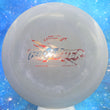 Load image into Gallery viewer, Top-down view of a pre-owned flat grey swirly Discraft Thrasher pre-flight numbers distance driver disc golf disc in ESP plastic scaled at 174g in 8 out of 10 condition with inked weight.
