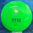 Load image into Gallery viewer, Top-down view of a pre-owned poison green Kastaplast Stig hybrid fairway driver disc golf disc in K1 Line plastic scaled at 173g in 8 out of 10 uninked condition.
