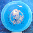 Load image into Gallery viewer, Top-down view of a pre-owned blue and white swirl Prodigy A5 approach disc golf disc in 500 Spectrum plastic featuring a Luke Humphries Joker custom stamp scaled at 176g with a slight puddle top in 8 out of 10 uninked condition.
