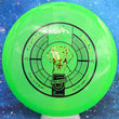 Load image into Gallery viewer, Top-down view of a pre-owned lime green Prodigy Archive overstable midrange disc golf disc in 400 Color Glow plastic featuring a custom stamp scaled at 179g in brand new 10 out of 10 uninked condition.
