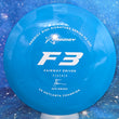 Load image into Gallery viewer, Top-down view of a pre-owned blue Prodigy F3 Isaac Robinson 4x Hotlanta Champion commemorative fairway driver disc golf disc in 400 plastic scaled at 174g in 9.5 out of 10 uninked condition.
