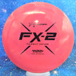 Load image into Gallery viewer, Top-down view of a pre-owned red Prodigy FX-2 pre-flight numbers fairway driver disc golf disc in 400G plastic scaled at 170g in 9.5 out of 10 uninked condition.
