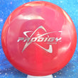 Load image into Gallery viewer, Top-down view of a pre-owned red Prodigy M1 overstable midrange disc golf disc in PFN Proto 400 plastic scaled at 179g in 9.5 out of 10 uninked condition.
