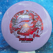 Load image into Gallery viewer, Top-down view of a pre-owned purple Prodigy M4 midrange disc golf disc in 400 Glimmer plastic featuring a Birdie Derby stamp scaled at 179g in 9.5 out of 10 uninked condition.
