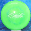Load image into Gallery viewer, Top-down view of a pre-owned lime and blue swirl Prodigy M4 midrange disc golf disc in 500 Spectrum plastic featuring a custom stamp scaled at 179g in brand new 10 out of 10 uninked condition with a chalky texture.
