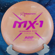 Load image into Gallery viewer, Top-down view of a pre-owned solid orange Prodigy MX-1 very overstable midrange disc golf disc in 500 plastic scaled at 175g in 9 out of 10 inked condition.
