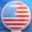 Load image into Gallery viewer, Top-down view of a pre-owned red, white, and blue flag dyed Prodigy MX-1 very overstable midrange disc golf disc in 500 plastic scaled at 177g in 9.5 out of 10 uninked condition.
