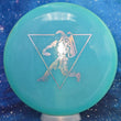Load image into Gallery viewer, Top-down view of a pre-owned teal Prodigy PA-3 putt and approach disc golf disc with a custom Gravity stamp in 400 Glow plastic scaled at 173g in 8 out of 10 uninked condition.
