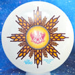 Load image into Gallery viewer, Top-down view of a pre-owned pink Paige Pierce signed Dynamic Discs Convict fairway driver disc golf disc in Metal Flake Lucid plastic scaled at 170g in 10 out of 10 uninked bag kept condition.

