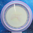 Load image into Gallery viewer, Top-down view of a pre-owned white and dyed custom stamped Dynamic Discs Criminal fairway driver disc golf disc in Fuzion plastic scaled at 173g in 10 out of 10 uninked condition.
