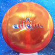 Load image into Gallery viewer, Top-down view of a pre-owned metallic red First Run Dynamic Discs Criminal fairway driver disc golf disc in Lucid plastic with bar stamp scaled at 174g in 10 out of 10 uninked condition.

