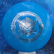 Load image into Gallery viewer, Top-down view of a pre-owned blue with silver stamp 2018 Limited Release Match Play Dynamic Discs Judge putter disc golf disc in Lucid plastic scaled at 173g in 10 out of 10 uninked condition.
