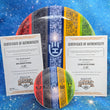 Load image into Gallery viewer, Top-down view of a pre-owned 2016 Midwest Championship HandEye Supply Co stamped Dynamic Discs Justice midrange disc golf disc in DyeMax plastic in 10 out of 10 uninked condition.
