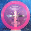 Load image into Gallery viewer, Top-down view of a pre-owned neon pink 2018 Eric McCabe Team Series Dynamic Discs Trespass distance driver disc golf disc in Lucid-X plastic scaled at 174g in 10 out of 10 uninked condition.
