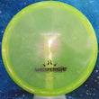 Load image into Gallery viewer, Top-down view of a pre-owned neon yellow and lime green 2021 Chris Clemons Dynamic Discs Verdict midrange disc golf disc in Lucid-X Chameleon plastic scaled at 179g in 10 out of 10 uninked condition.
