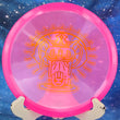 Load image into Gallery viewer, Top-down view of a pre-owned pink Chris Clemons Dynamic Discs Verdict midrange disc golf disc in Lucid-X plastic in 10 out of 10 uninked condition.
