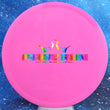 Load image into Gallery viewer, Top-down view of a pre-owned pink First Run bar stamped Dynamic Discs Verdict midrange disc golf disc in Classic Blend plastic scaled at 176g in 10 out of 10 uninked condition.
