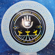 Load image into Gallery viewer, Top-down view of a pre-owned blue and black Handeye Supply Co stamped Dynamic Discs Verdict midrange disc golf disc in DyeMax plastic in 10 out of 10 uninked condition.
