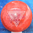 Load image into Gallery viewer, Top-down view of a brand new red and white swirl Prodigy Special Edition Throwing Astro H6 hybrid driver disc golf disc in 400 Spectrum plastic featuring a red and white holographic foil stamp.
