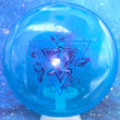 Load image into Gallery viewer, Top-down view of a brand new blue Prodigy Special Edition Throwing Astro PA-5 putter disc golf disc in 400 plastic featuring a blue and blue holographic foil stamp.
