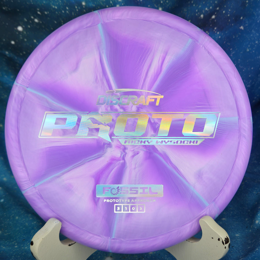 Purple disc with 'Discraft' branding Ricky Wysocki Fossil 